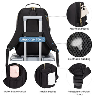 Women Laptop Backpack Business Large Capacity Phosgene