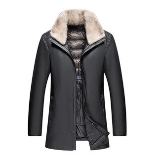 Haining Genuine Leather Clothes Men's Middle-aged High-grade Sheepskin Down - Phosgene