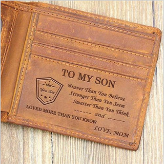 Men's Leather Laser Carving Letter Wallet - Phosgene