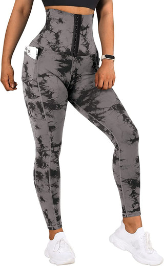 Women's Yoga Sports Patchwork Pocket Tie-dye Leggings - Phosgene