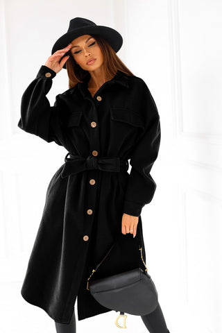 Long-sleeved V-neck Button Lace Woolen Coat Coat Women's Clothing - Phosgene