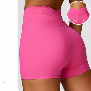 Skinny Hip Raise Yoga Shorts Brushed Cross High-waisted Trousers Phosgene