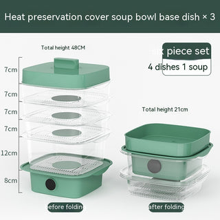 Multi-layer Dish Cover Heat Preservation Kitchen Cover Dining Table Leftover Storage Box Transparent Stack Cooking Hood Steamer Phosgene