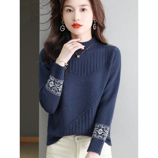 Half Turtleneck Brocade Sweater Loose - Phosgene