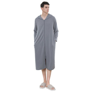 Zipper Bathrobe Couple Hooded Nightgown Thin Pajamas - Phosgene