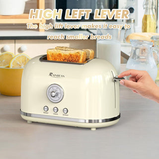 Toaster 2 Slice Retro Toaster Stainless Steel With 6 Bread Shade Settings And Bagel Cancel Defrost Reheat Function, Cute Bread Toaster With Extra Wide Slot And Removable Crumb Tray Phosgene