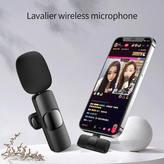 Wireless Lavalier Microphone Portable Audio Video Recording Mini Mic For I Phone Android Long Battery Life Live Broadcast Gaming - Phosgene