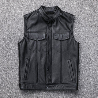 Vest Vest Button Motorcycle Motor Bike Casual Leather Waistcoat Plus Size - Phosgene