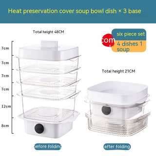 Multi-layer Dish Cover Heat Preservation Kitchen Cover Dining Table Leftover Storage Box Transparent Stack Cooking Hood Steamer Phosgene