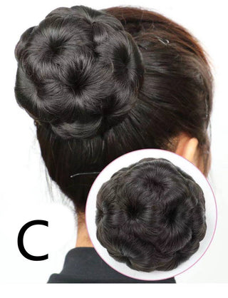 High Temperature Silk Wig Hair Ring, Hair Bun, Nine Flower Ball Head Bridal Costume Plate - Phosgene