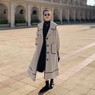 Loose And Thickened Temperament Woolen Coat Mid-length Woolen Coat - Phosgene