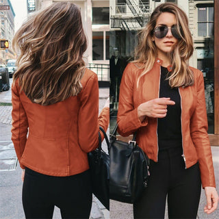 New Wish New Product Autumn And Winter Women's Fashion Leather PU Suit Jacket - Phosgene