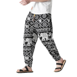 Men's Beach Pants Retro Buckle Casual Trousers - Phosgene