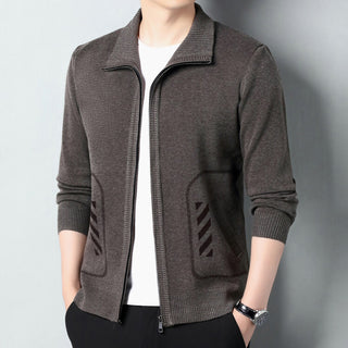 Solid Color Knitted Cardigan For Men - Phosgene