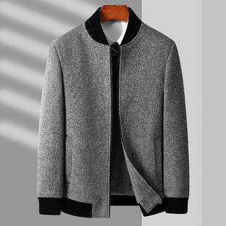 Business Casual Cotton And Thickening Stand Collar Zipper Woolen Jacket - Phosgene