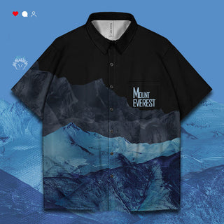 Mountain Oil Painting Trend Short Sleeved Shirt Phosgene