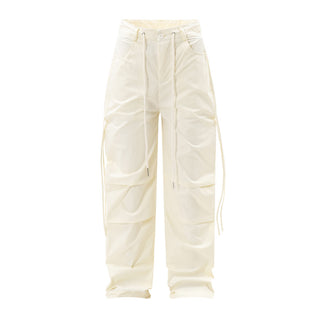 Men's Solid Color Pleated Loose Paratrooper Casual Pants Phosgene