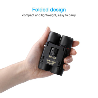 Binoculars 30x60 Zoom Travel Compact Folding Telescope Hunting Day Night Outdoor Small Pocket Binoculars Compact Adults, Mini Kids Binoculars Boys For Bird Watching, Concert Theater Opera - Phosgene