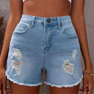 European And American Fashion Wash High Waist Jeans Women's Summer New Slim Wear Casual Short Shorts Phosgene