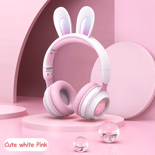 Rabbit Ear Headphones Wireless Luminous Extendable Wheat Headphones - Phosgene