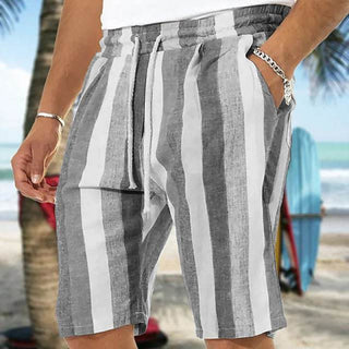 Men's Beach Drawstring Shorts Striped 3D Printing European And American Phosgene