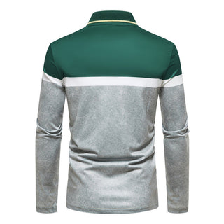 New Style Men's Long Sleeve T-shirt Color Matching POLO Shirt Phosgene