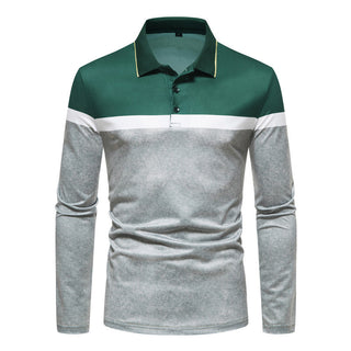 New Style Men's Long Sleeve T-shirt Color Matching POLO Shirt Phosgene