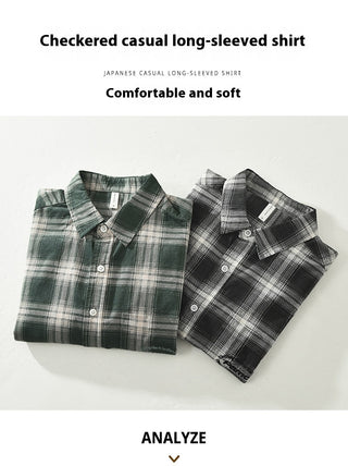 Artistic All-match Loose Comfortable Casual Plaid Long Sleeve Shirt Phosgene