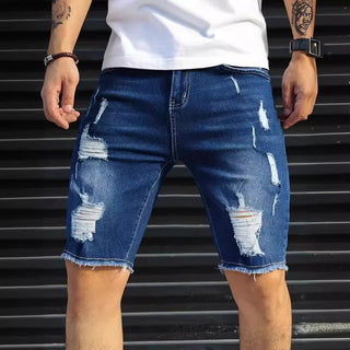 Leisure Ripped Slim Fit Denim Shorts Phosgene