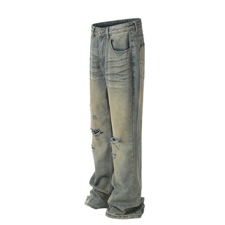 Heavy Industry Washing Hole Denim Trousers Men Phosgene