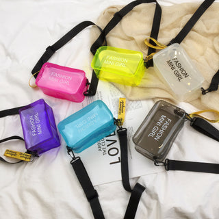 Transparent Square Fashion Trend Jelly Single Shoulder Diagonal Cross Bag - Phosgene