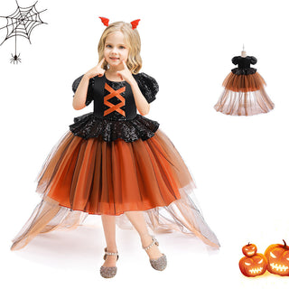 Halloween Girls' Witch Performance Costume Party Dress - Phosgene