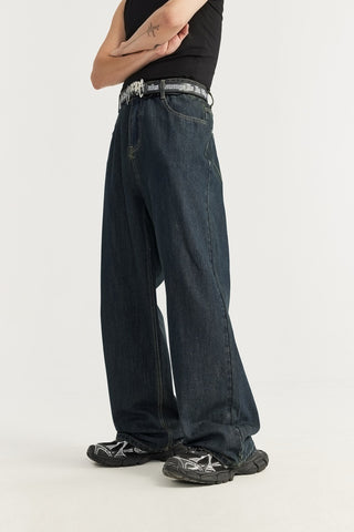 Summer Primary Color Loose Street Wide Leg Jeans Phosgene