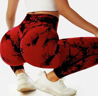 Tie-dyed Fitness Trousers High Waist Hip Lift Sports Skinny Running Sexy Phosgene