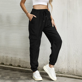 Long Solid Color Casual Elastic Ankle Banded Pants - Phosgene