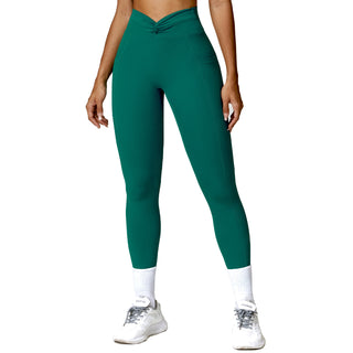 Quick-drying Cross High Waist Hip Lift Yoga Pants - Phosgene