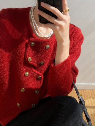 Classic Style Short Knitted Cardigan Jacket Advanced French Style - Phosgene