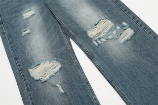 Washed And Frayed Jeans Men's Street Tide Brand Phosgene