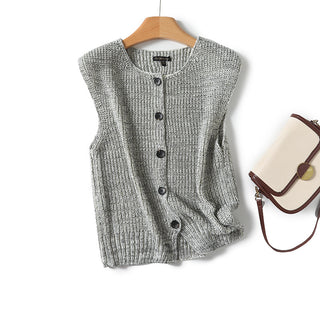 Reverse Needle Knitting Vest Jacket Women's Knitted Vest - Phosgene