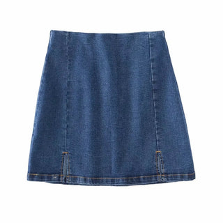 High Waist Stretch Double Slit Denim Hip-wrapped Skirt Skirt - Phosgene