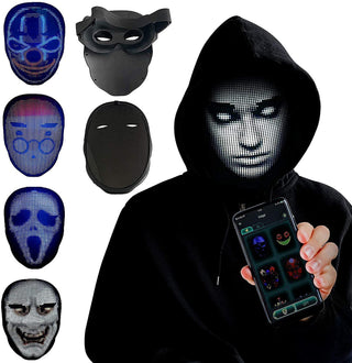 Halloween Face Masks Full Color LED Luminous Mask Face Changing Mask Party Bar Props - Phosgene