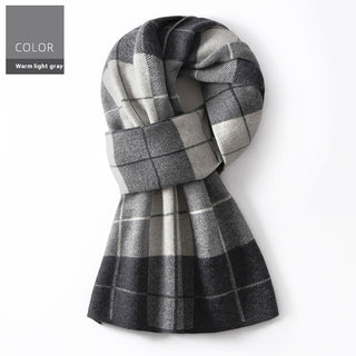 Wool Scarf Men's Winter Plaid Double-sided Scarf - Phosgene