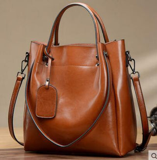 Women's Fashion Simple Portable Oil Wax Cattle Leather Bag - Phosgene