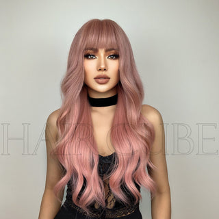 Qi Bangs Big Wave Long Curly Wig - Phosgene