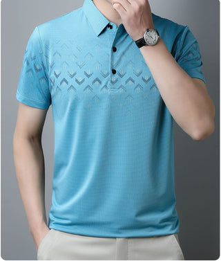 New Ice Silk Short Sleeve Middle-aged Men's Polo Shirt Business Casual Printing Lapel Quick-drying Top Phosgene