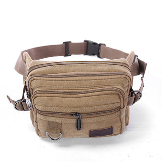 Canvas Fanny Pack With 4-Zipper Pockets Men Waist Bag Hip Bum Bag With Adjustable Strap For Outdoors Workout Traveling Casual Running Hiking Cycling - Phosgene