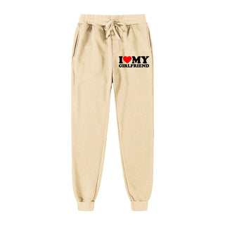 I LOVE MY GIRLFRIEND Letter Print Casual Sweatpants - Phosgene