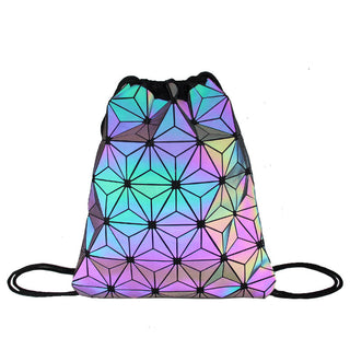 Outdoor All-matching Men And Women Drawstring Bag Geometric Luminous Phosgene