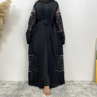 Cardigan Embroidered Mesh Robe Dress - Phosgene