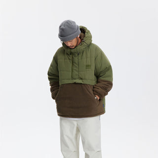 American Fleece Stitching Thickened Hooded Jacket - Phosgene